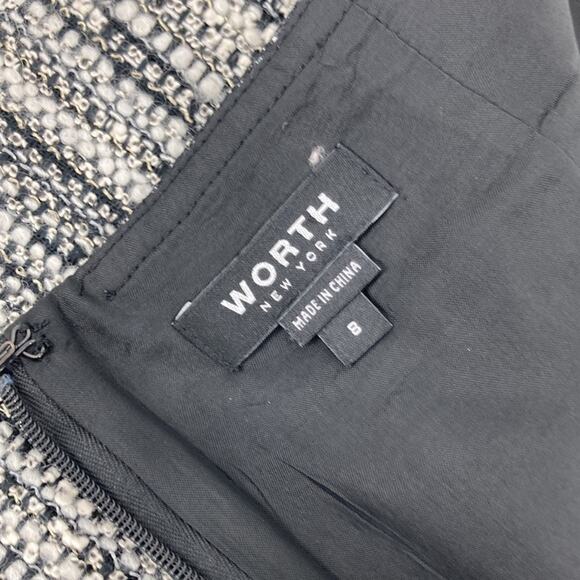 Worth Womens Black White Tweed Panel A-Line Skirt Size 8 - Picture 9 of 16